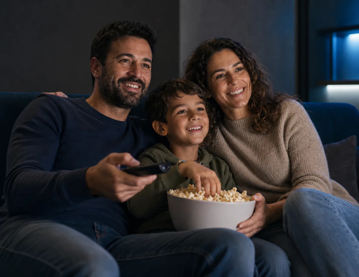 Familia a ver desporto ao vivo com IPTV Portugal